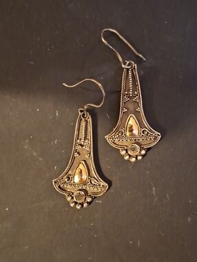 Vintage Sterling Silver Gold Hand Made Earrings